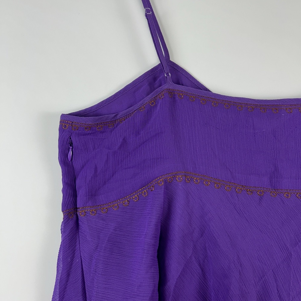 Vintage Mix It Womens Babydoll Tank Top Size 1X Purple Sequins Chiffon Gypsy - Picture 10 of 15